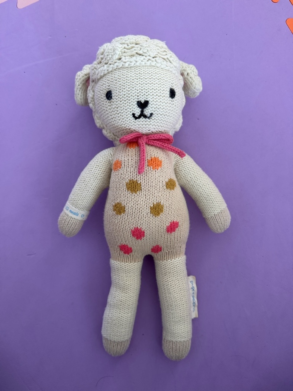 Lucy the Lamb Cuddle + Kind knit doll